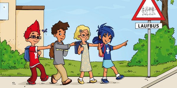 Bei den Aktionstagen „Zu Fuß zur Schule und zum Kindergarten“ gehen Kinder zu Fuß zur Schule oder zur Kita und lernen so, sich selbstständig und sicher im Verkehr zu bewegen.