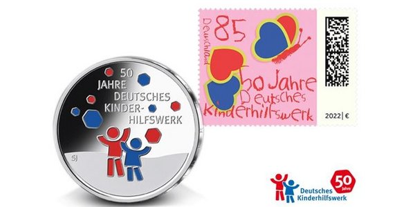 Anlässlich seines 50. Jubiläums erhält das Deutsche Kinderhilfswerk eine Sonderbriefmarke und eine Münze. Hier erfahren Sie mehr dazu. 